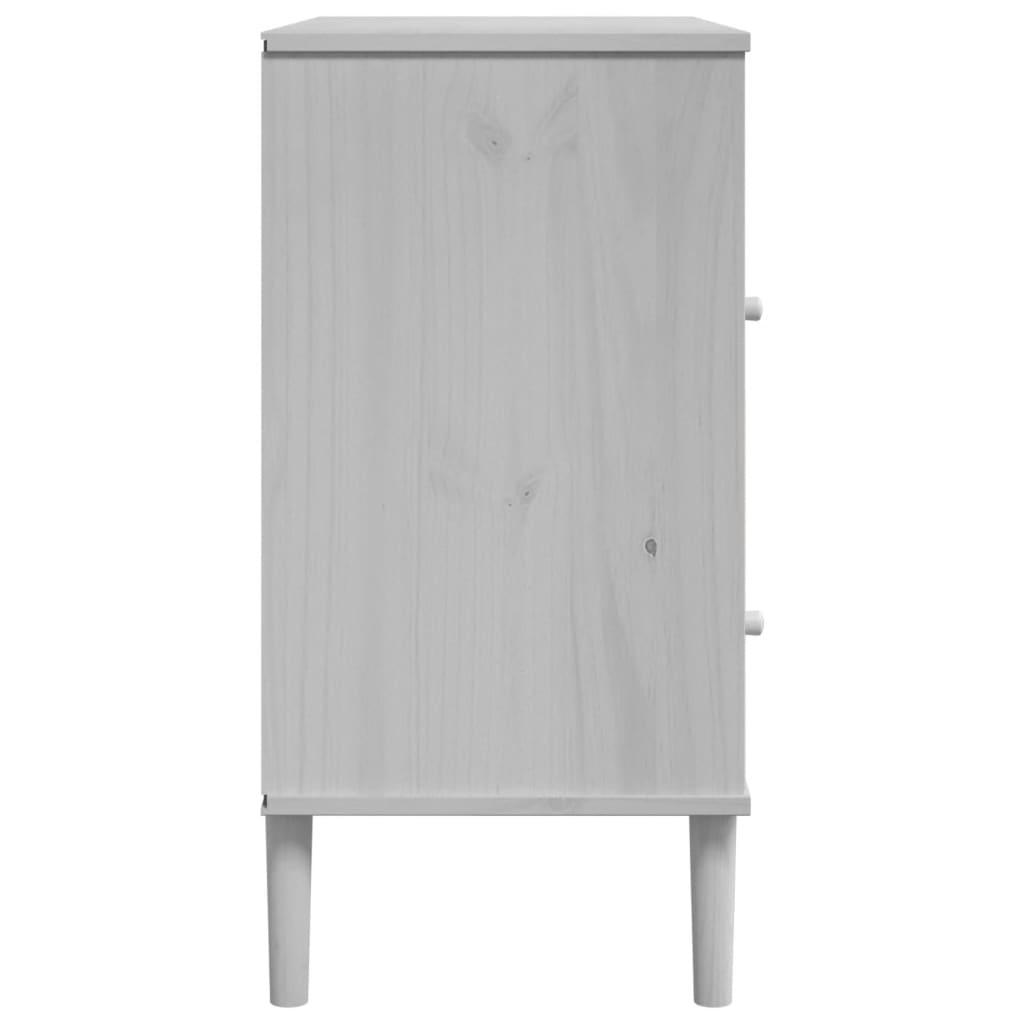 Ντουλάπι SENJA Λευκό / Όψη Ρατάν 80x40x80 εκ. Μασίφ Ξύλο Πεύκου