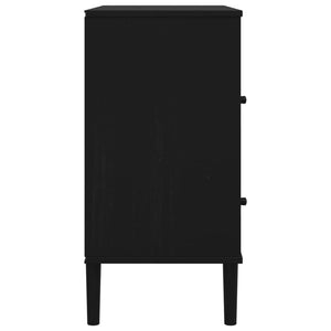 Μπουφές SENJA Μαύρο / Ρατάν 80x40x80 εκ. Μασίφ Ξύλο Πεύκου