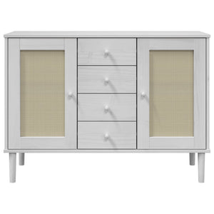 Μπουφές SENJA Λευκό / Ρατάν 112 x 40 x 80 εκ. Μασίφ Ξύλο Πεύκου
