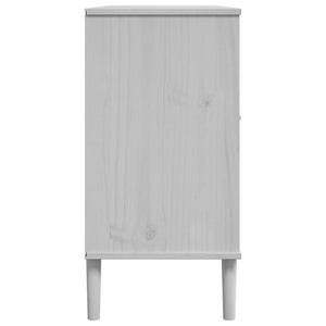 Μπουφές SENJA Λευκό / Ρατάν 112 x 40 x 80 εκ. Μασίφ Ξύλο Πεύκου
