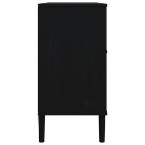 Μπουφές SENJA Μαύρο / Ρατάν 112 x 40 x 80 εκ. Μασίφ Ξύλο Πεύκου - Pakobazaar
