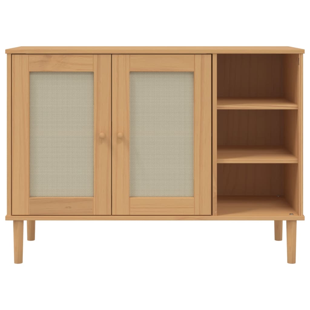 Μπουφές SENJA Καφέ / Ρατάν 112 x 40 x 80 εκ. Μασίφ Ξύλο Πεύκου