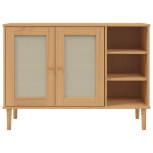 Μπουφές SENJA Καφέ / Ρατάν 112 x 40 x 80 εκ. Μασίφ Ξύλο Πεύκου