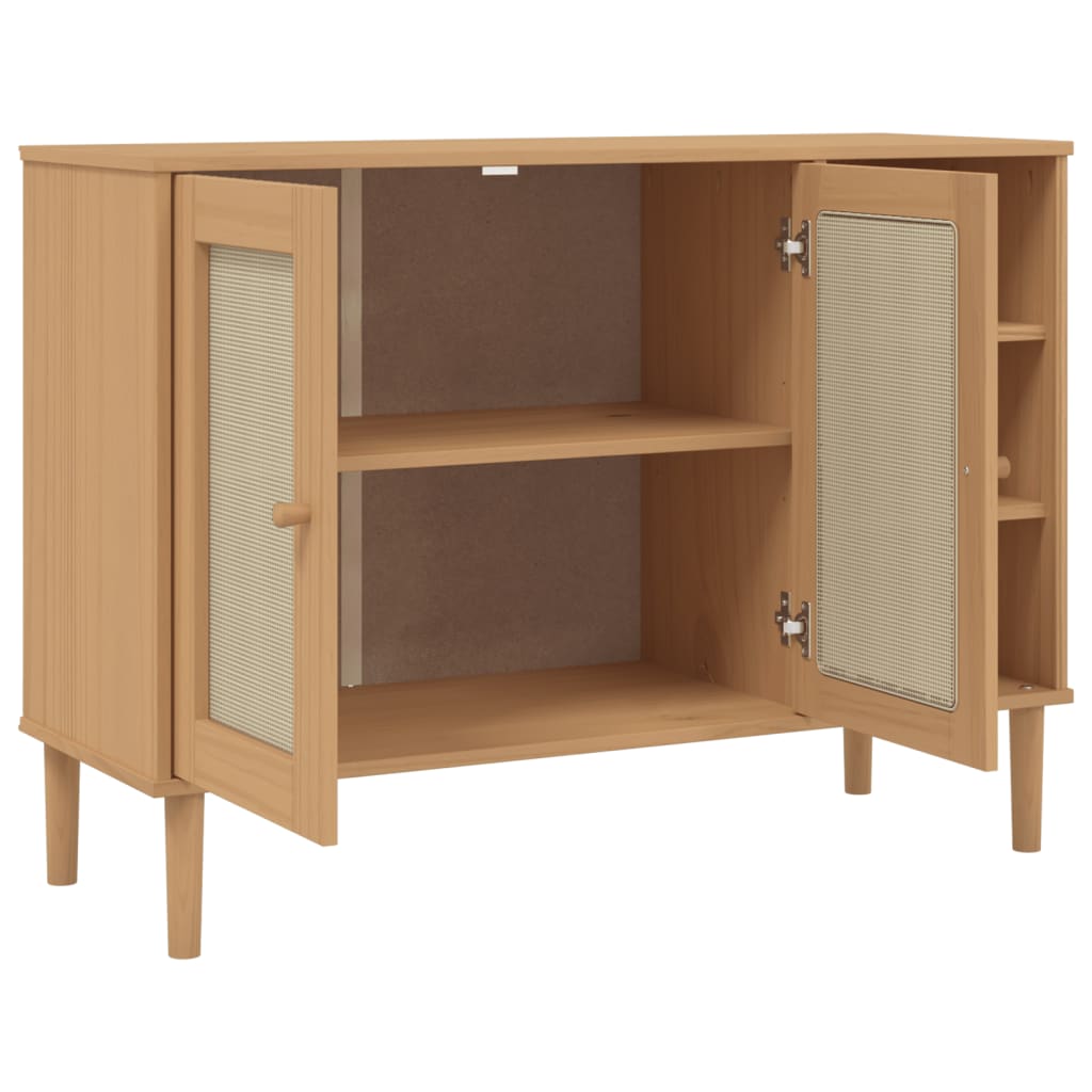 Μπουφές SENJA Καφέ / Ρατάν 112 x 40 x 80 εκ. Μασίφ Ξύλο Πεύκου