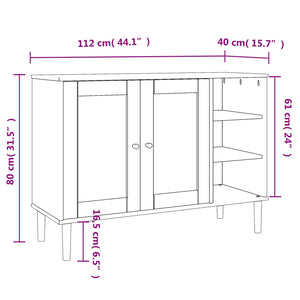 Μπουφές SENJA Μαύρο / Ρατάν 112 x 40 x 80 εκ. Μασίφ Ξύλο Πεύκου - Pakobazaar