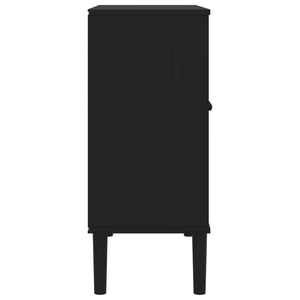 Μπουφές SENJA Μαύρο / Ρατάν 80 x 35 x 80 εκ. Μασίφ Ξύλο Πεύκου - Pakobazaar
