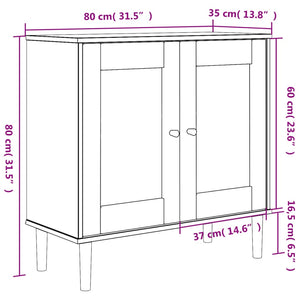 Μπουφές SENJA Μαύρο / Ρατάν 80 x 35 x 80 εκ. Μασίφ Ξύλο Πεύκου - Pakobazaar