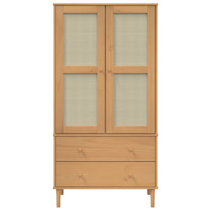 Ντουλάπα SENJA Καφέ / Ρατάν 90 x 55 x 175 εκ. Μασίφ Ξύλο Πεύκου - Pakobazaar