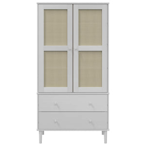 Ντουλάπα SENJA Λευκό / Ρατάν 90 x 55 x 175εκ. Μασίφ Ξύλο Πεύκου