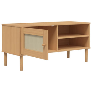 Έπιπλο Τηλεόρασης SENJA Καφέ / Ρατάν 106x40x49 εκ. Μασίφ Πεύκο