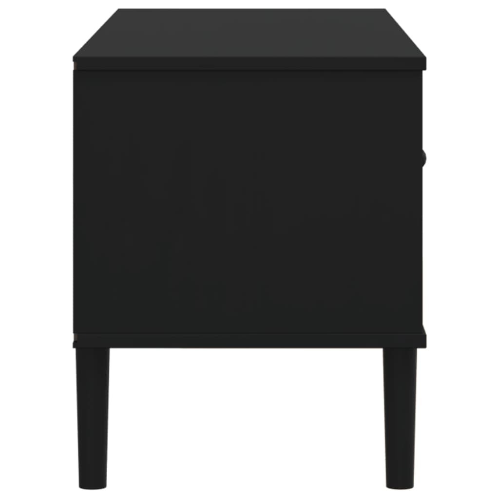 Έπιπλο Τηλεόρασης SENJA Μαύρο / Ρατάν 106x40x49 εκ. Μασίφ Πεύκο