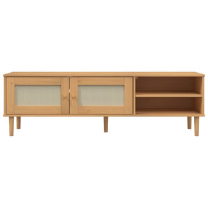 Έπιπλο Τηλεόρασης SENJA Καφέ / Ρατάν 158x40x49 εκ. Μασίφ Πεύκο