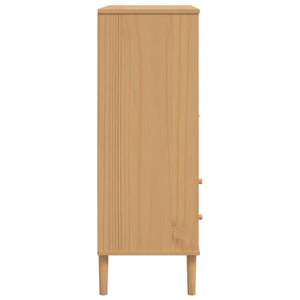 Ντουλάπι Ψηλό SENJA Καφέ/Ρατάν 90x40x112 εκ. Μασίφ Ξύλο Πεύκου