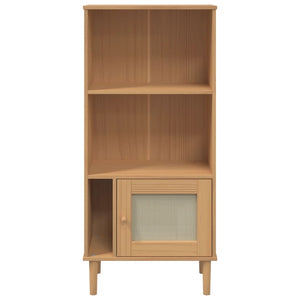 Βιβλιοθήκη SENJA Καφέ/Όψη Ρατάν 60x35x130 εκ Μασίφ Ξύλο Πεύκου - Pakobazaar