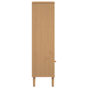 Βιβλιοθήκη SENJA Καφέ/Όψη Ρατάν 60x35x130 εκ Μασίφ Ξύλο Πεύκου - Pakobazaar