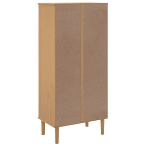 Βιβλιοθήκη SENJA Καφέ/Όψη Ρατάν 60x35x130 εκ Μασίφ Ξύλο Πεύκου - Pakobazaar