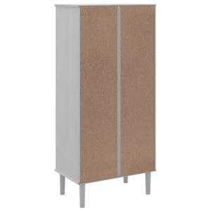 Βιβλιοθήκη SENJA Λευκό / Ρατάν 60x35x130 εκ. Μασίφ Ξύλο Πεύκου