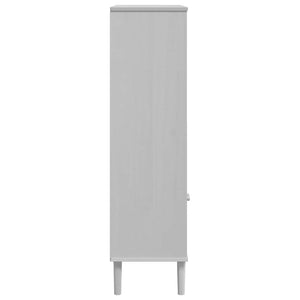 Βιβλιοθήκη SENJA Λευκή/Όψη Ρατάν 90x35x130 εκ Μασίφ Ξύλο Πεύκου