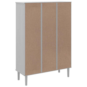 Βιβλιοθήκη SENJA Λευκή/Όψη Ρατάν 90x35x130 εκ Μασίφ Ξύλο Πεύκου