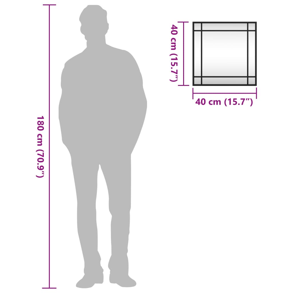 Καθρέφτης Τοίχου Τετράγωνος Μαύρος 40 x 40 εκ. από Σίδερο