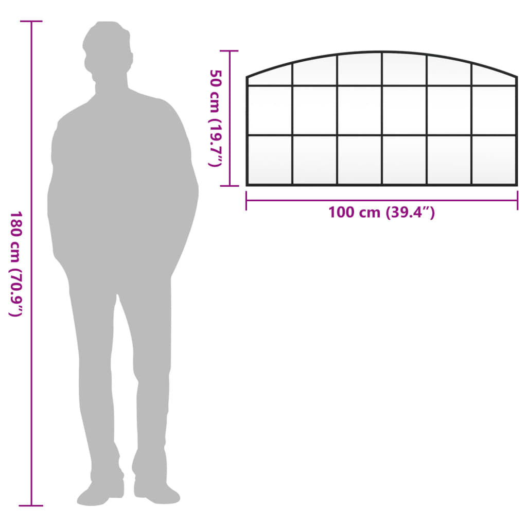 Καθρέφτης Τοίχου Αψίδα Μαύρος 100 x 50 εκ. από Σίδερο