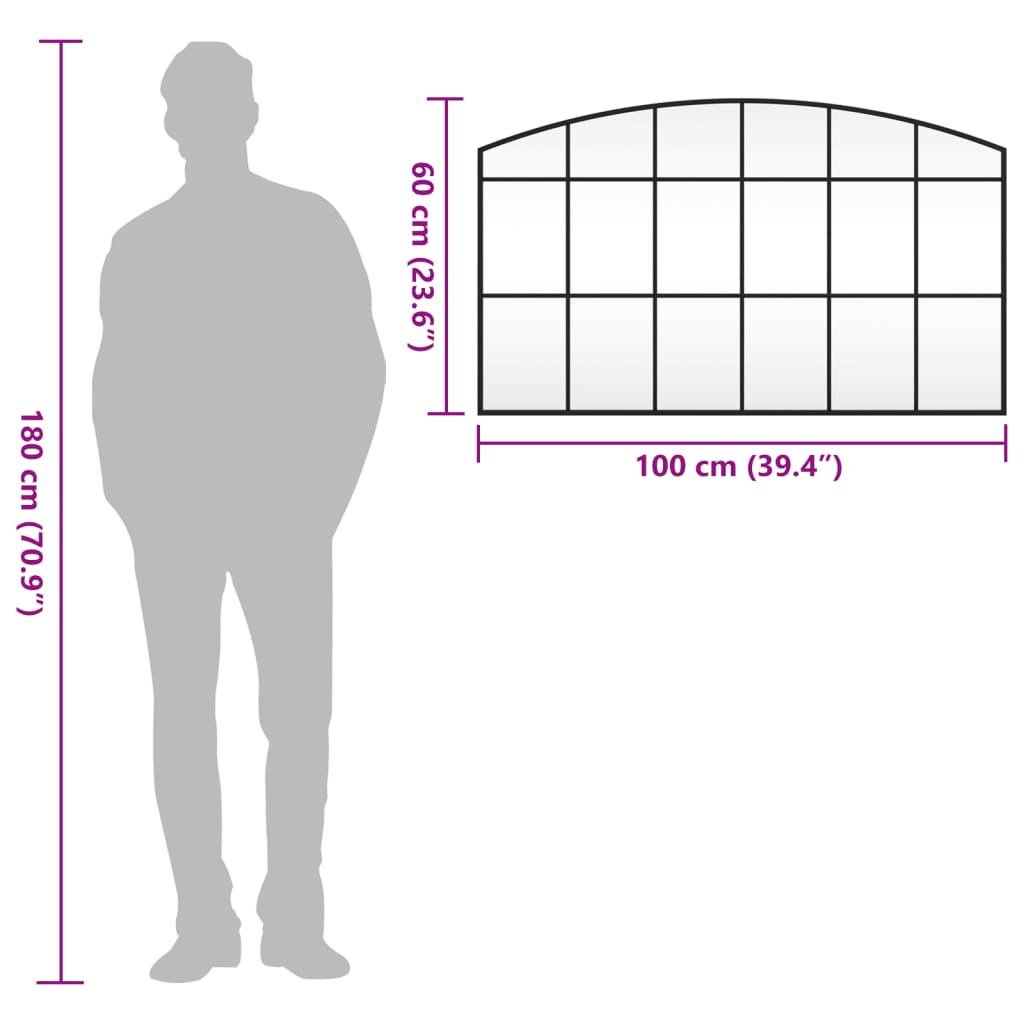 Καθρέφτης Τοίχου Αψίδα Μαύρος 100 x 60 εκ. από Σίδερο - Pakobazaar