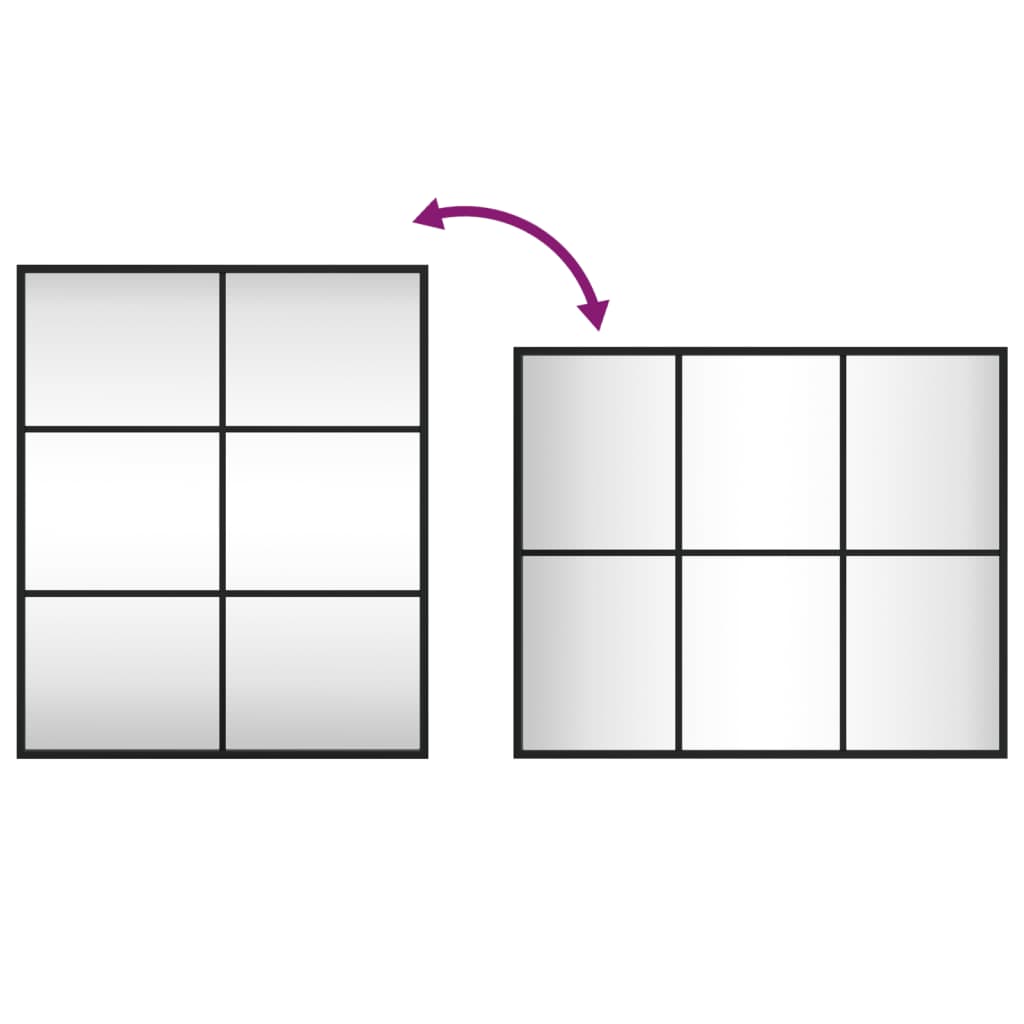 Καθρέφτης Ορθογώνιος Μαύρος 50 x 60 εκ. από Σίδερο