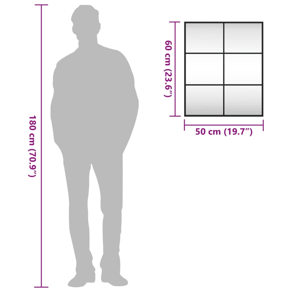 Καθρέφτης Ορθογώνιος Μαύρος 50 x 60 εκ. από Σίδερο