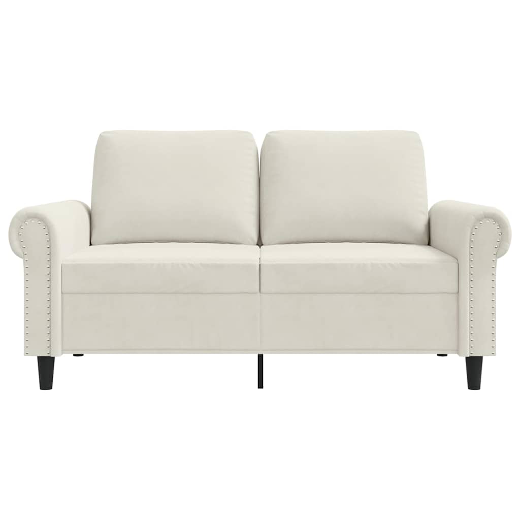 Καναπές Διθέσιος Κρεμ 120 εκ. Βελούδινος - Pakobazaar