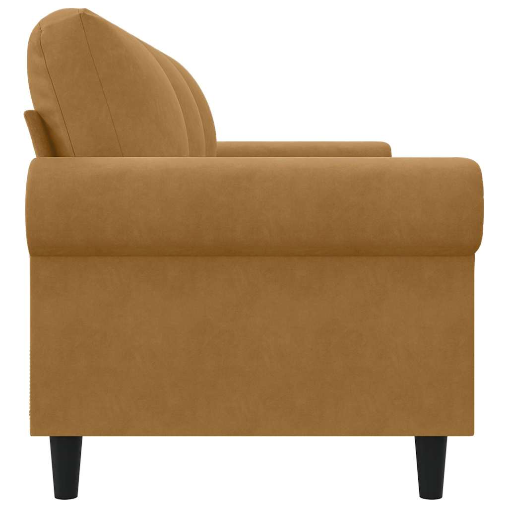 Καναπές Τριθέσιος Καφέ 180 εκ. Βελούδινος