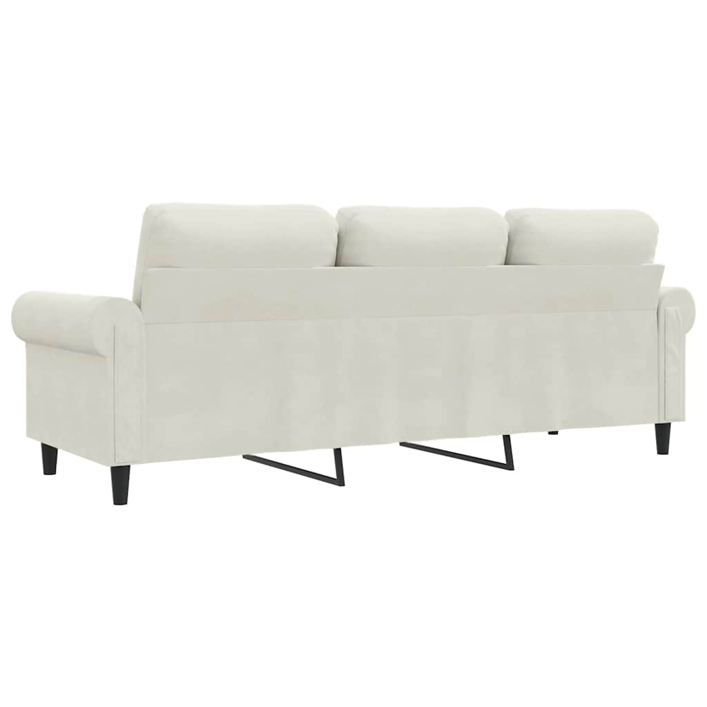 Καναπές Τριθέσιος Κρεμ 180 εκ. Βελούδινος - Pakobazaar