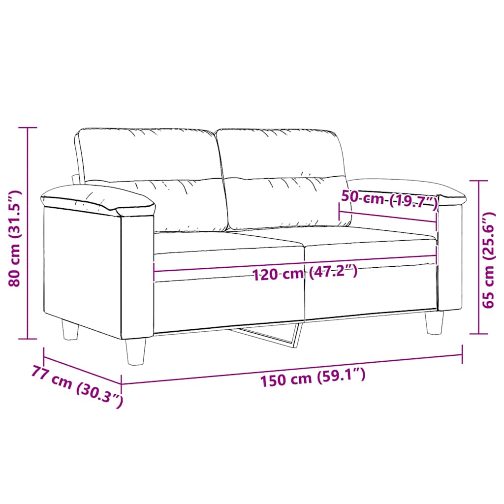 Καναπές Διθέσιος Taupe 120 εκ. Ύφασμα μικροϊνών