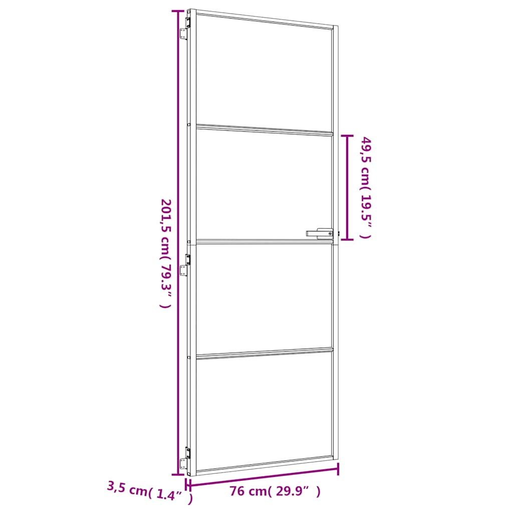 Εσωτερική Πόρτα Χρυσή 76 x 201,5 εκ. Ψημένο Γυαλί & Αλουμίνιο - PAKOBAZAAR