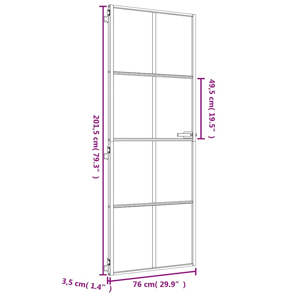 Εσωτερική Πόρτα Χρυσή 76 x 201,5 εκ. Ψημένο Γυαλί & Αλουμίνιο - PAKOBAZAAR