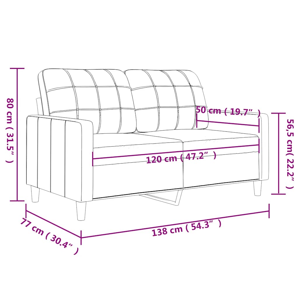 Καναπές Διθέσιος Καφέ 120 εκ. Υφασμάτινος