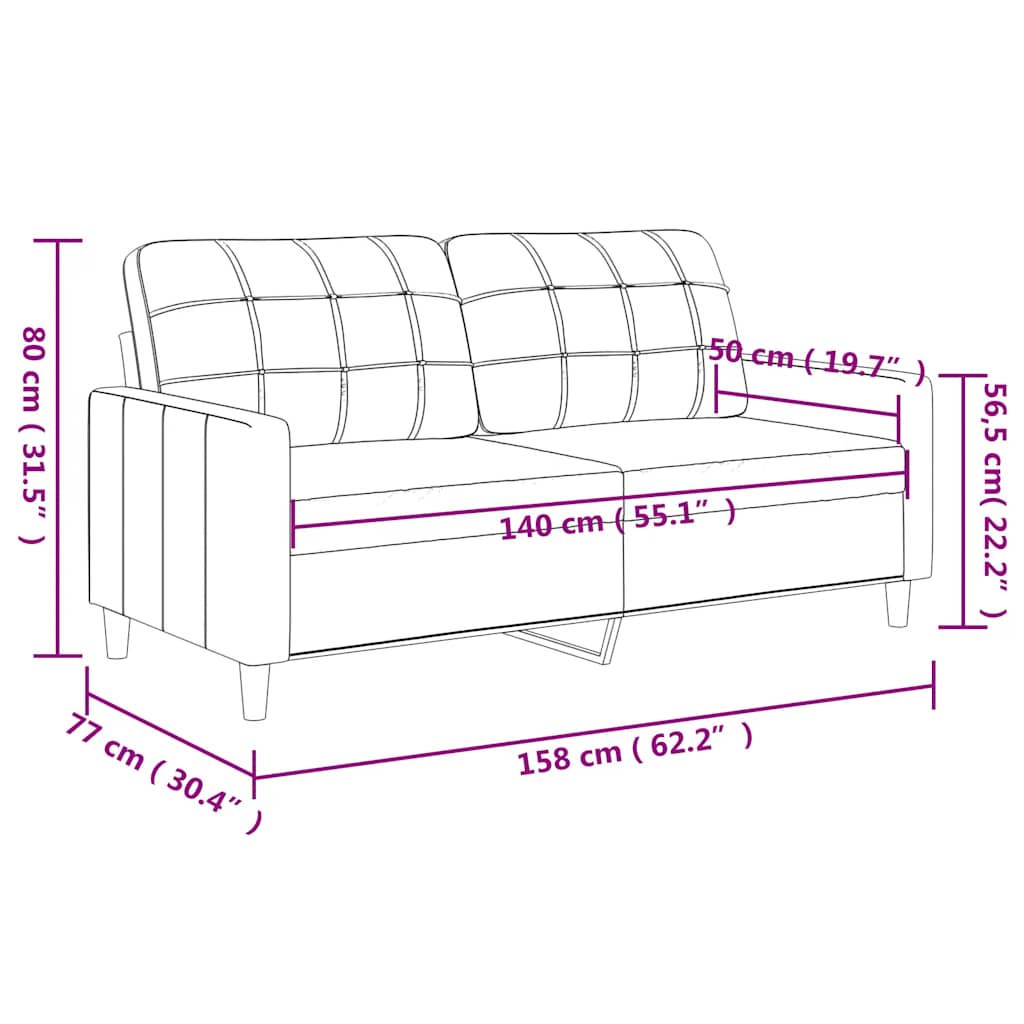 Καναπές Διθέσιος Σκούρο Γκρι 140 εκ. Υφασμάτινος - Pakobazaar