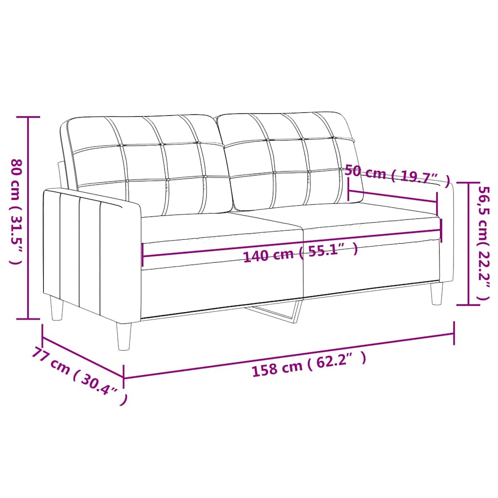 Καναπές Διθέσιος Μαύρο140 εκ. Υφασμάτινος - Pakobazaar
