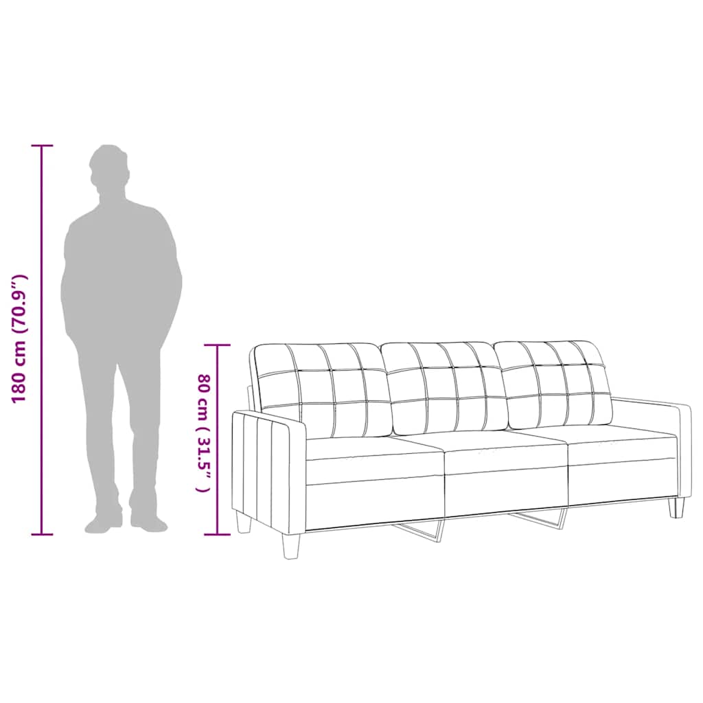 Καναπές Τριθέσιος Κρεμ 180 εκ. από Συνθετικό Δέρμα - Pakobazaar