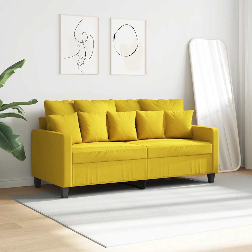 Καναπές Διθέσιος Ανοιχτό Κίτρινο 140 εκ. Υφασμάτινος