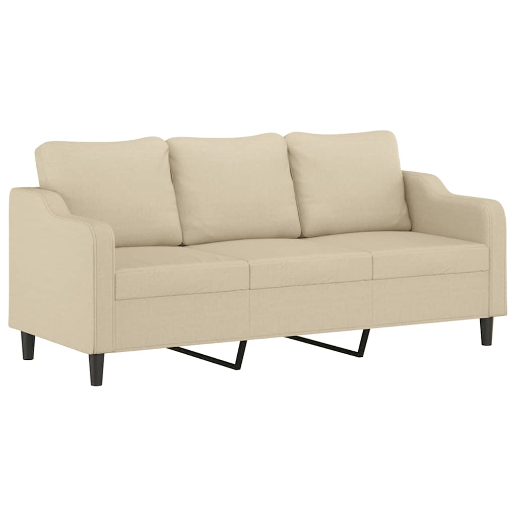 Καναπές Τριθέσιος Κρεμ 180 εκ. Υφασμάτινος
