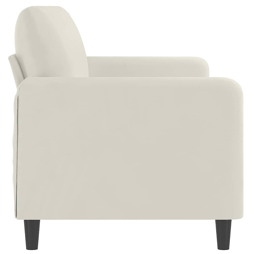 Καναπές Τριθέσιος Κρεμ 180 εκ. Βελούδινος