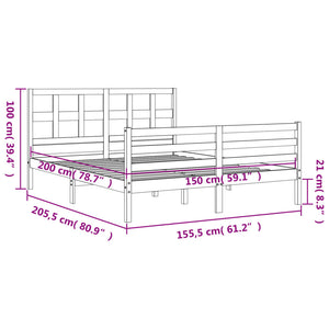 Πλαίσιο Κρεβατιού με Κεφαλάρι Μελί Μασίφ Ξύλο King Size