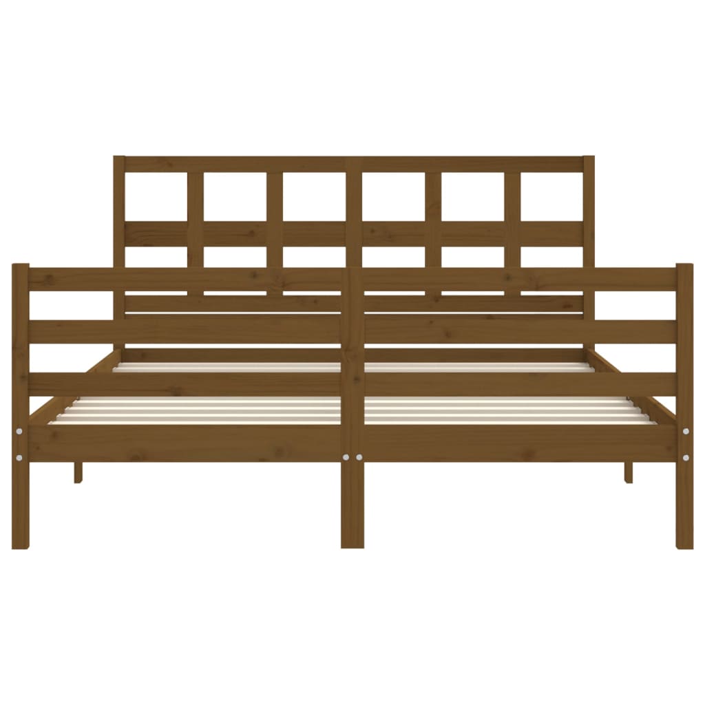 Πλαίσιο Κρεβατιού με Κεφαλάρι Μελί 160x200 εκ. από Μασίφ Ξύλο - Pakobazaar