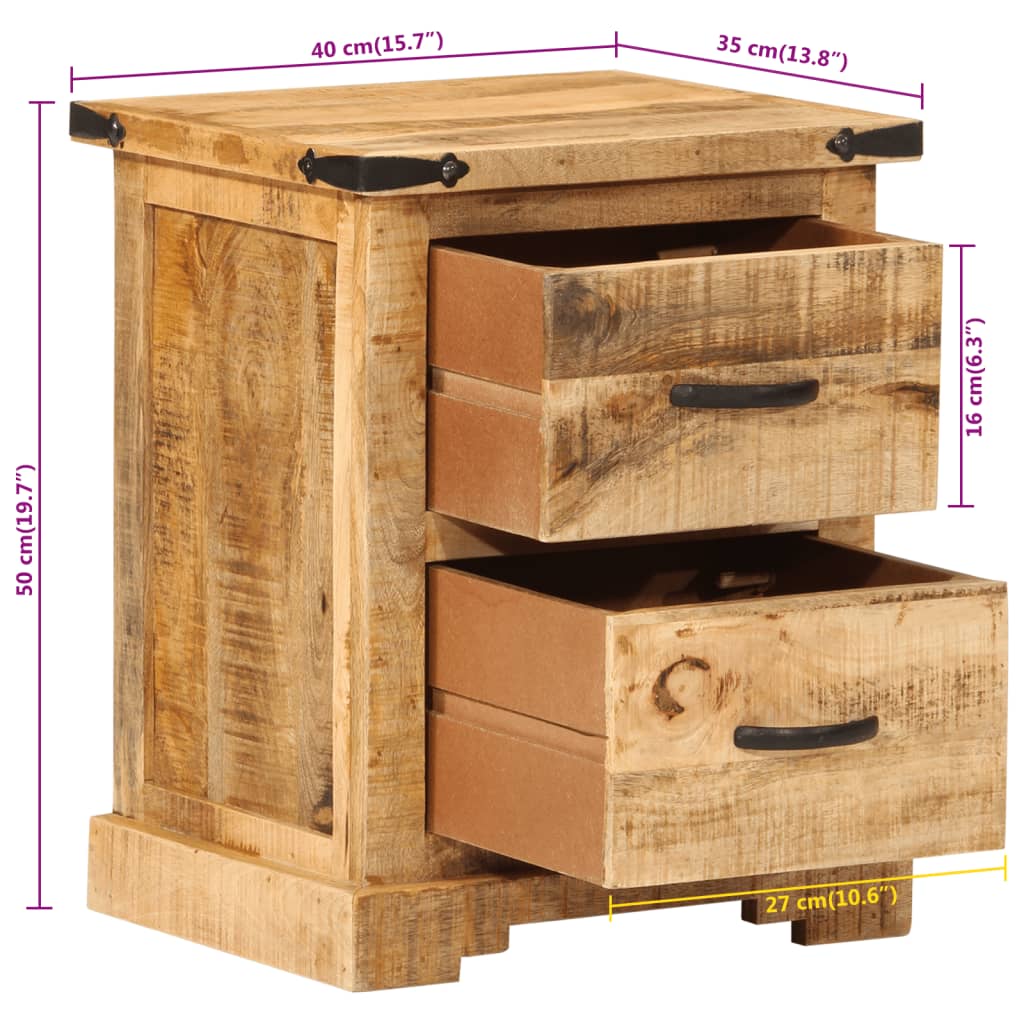 Κομοδίνο 40 x 35 x 50 εκ. από Μασίφ Ξύλο Μάνγκο - Pakobazaar