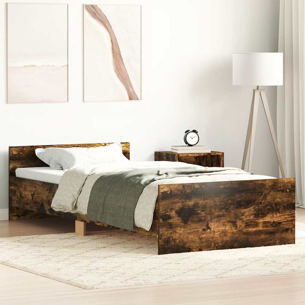 Πλαίσιο Κρεβ. Χωρ. Στρώμα Καπνιστή Δρυς 90x200 εκ. Επεξ. Ξύλο - Pakobazaar