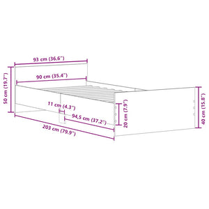 Πλαίσιο Κρεβατιού Γκρι Sonoma 90x200 εκ. Επεξεργασμένο Ξύλο