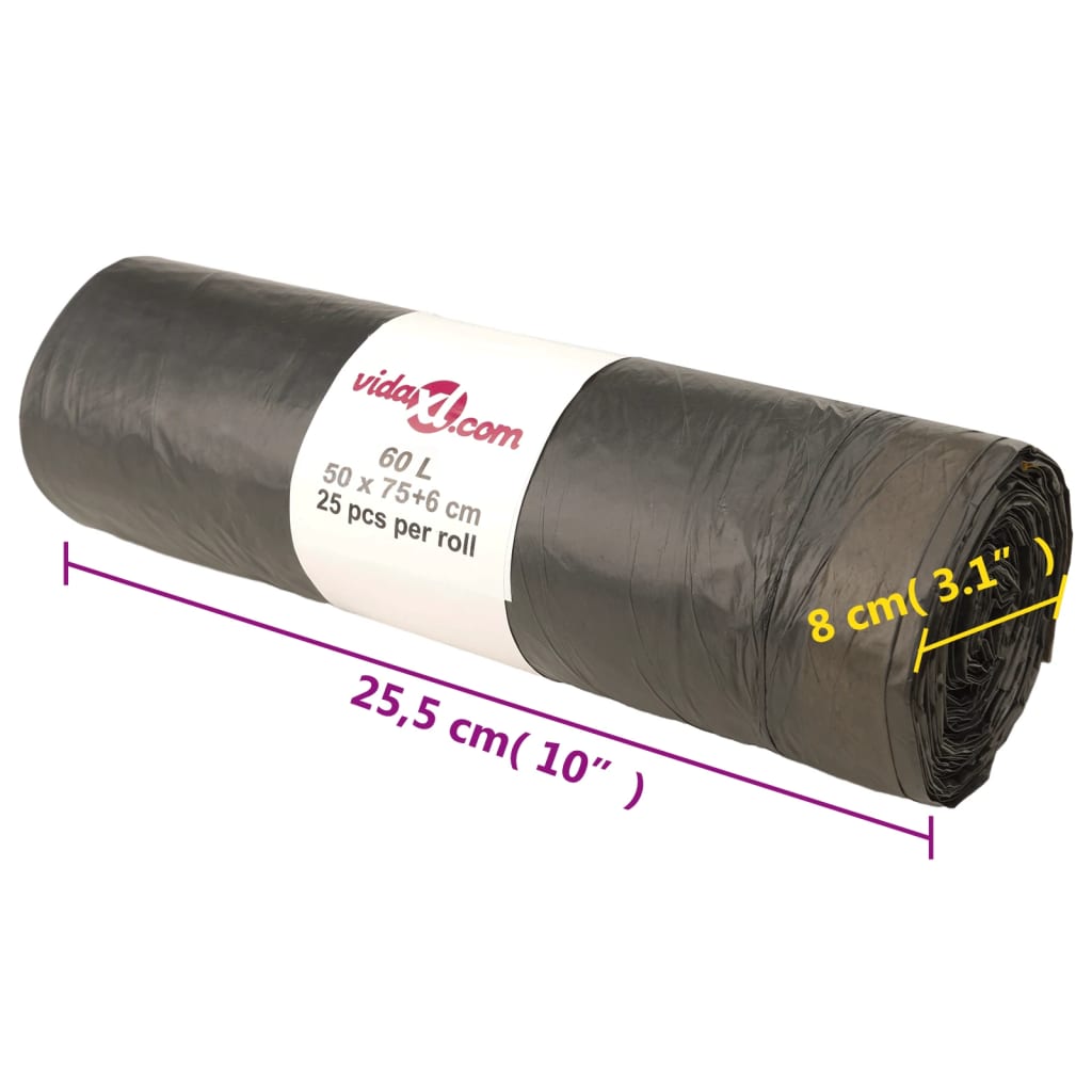 Σακούλες Απορριμμάτων με Κορδόνια 250 τεμ. Μαύρες 60 Λ. - PAKOBAZAAR