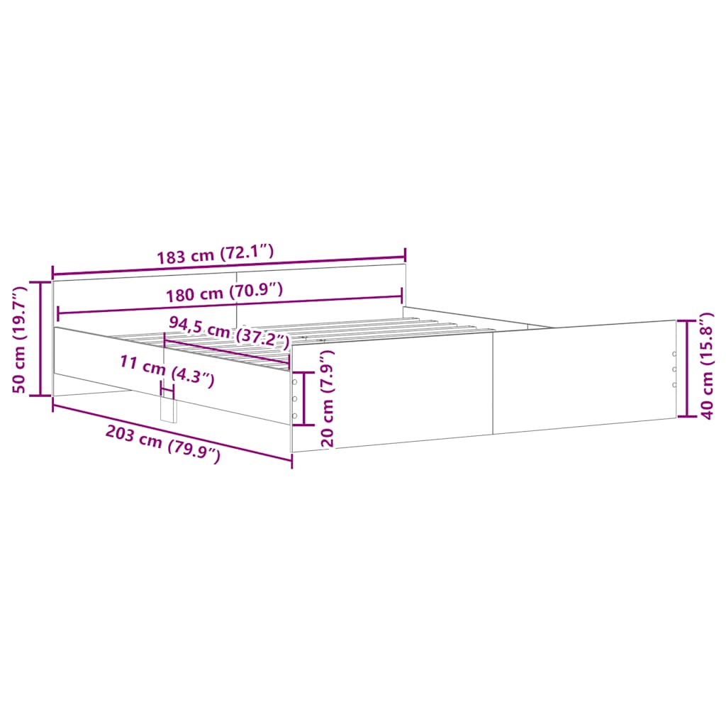 Πλαίσιο Κρεβατιού με Κεφαλάρι&Ποδαρικό Λευκό 180x200εκ.