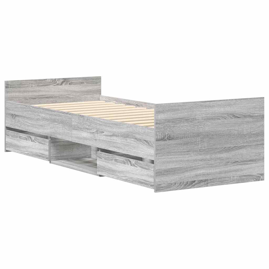 Πλαίσιο Κρεβατιού με Κεφαλάρι/Ποδαρικό Γκρι Sonoma 90x190 εκ.