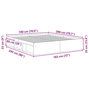 Πλαίσιο Κρεβατιού Γκρι Σκυροδέματος 180 x 200 εκ. Super King